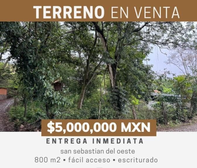 TERRENO $5,000,000 A TRATAR DE 800 M2. EN SAN SEBASTIÁN DEL OESTE. JALISCO. - 1