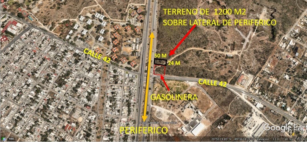 TERRENO DE 24 X 50 M EN VENTA SOBRE PERIFERICO A 50 M DE CALLE 42 - 1