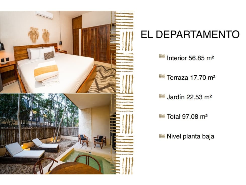 Departamento en Venta en Aldea Zama en Tulum equipado y amueblado - 1