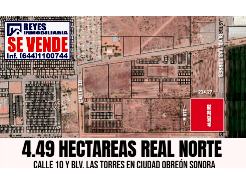 SE VENDEN 4.49 HECTAREAS AVE. REAL DEL NORTE EN CD. OBREGON SON. - 1