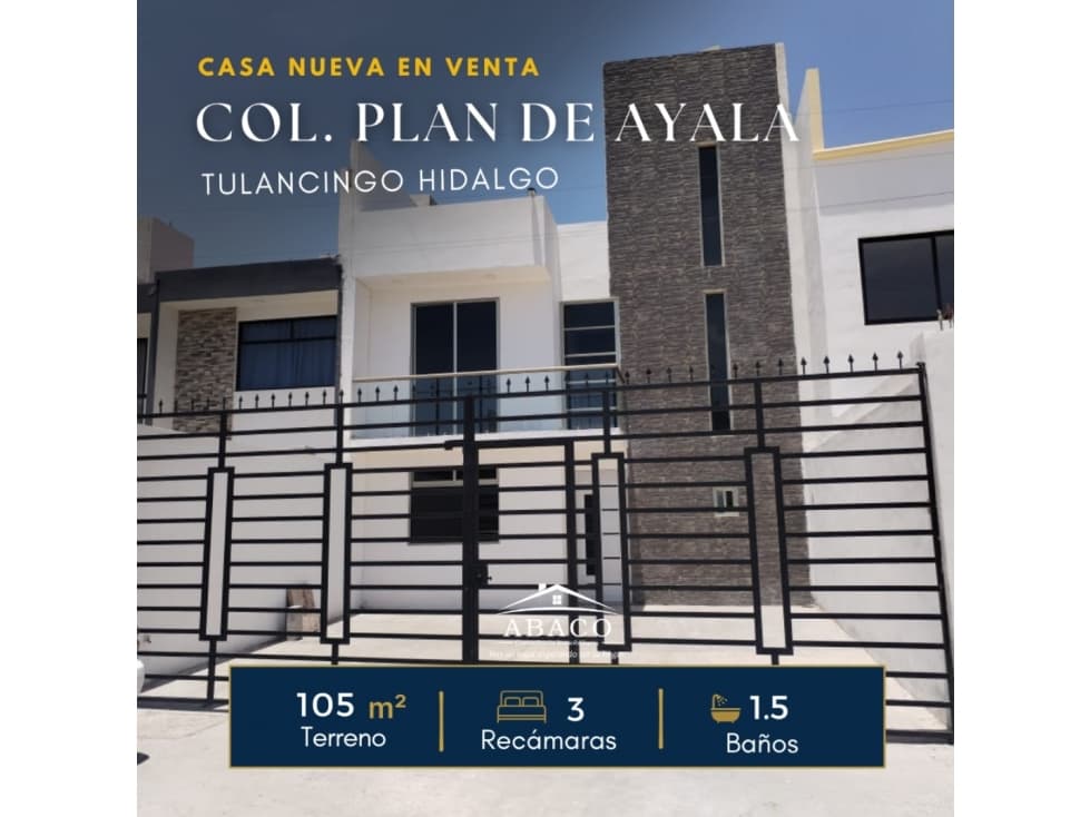 VENTA DE CASA DE 3 RECAMARAS EN PLAN DE AYALA, TULANCINGO - 1