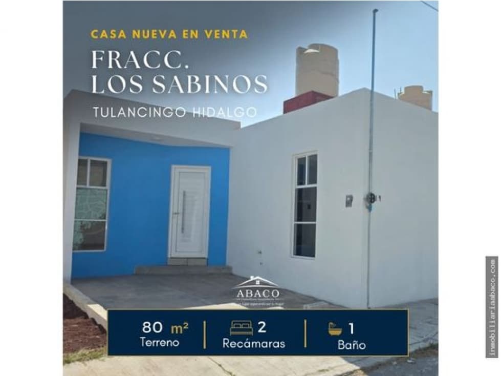 Casa en venta en Tulancingo Hgo; Fracc Sabinos 80 m2 - 1