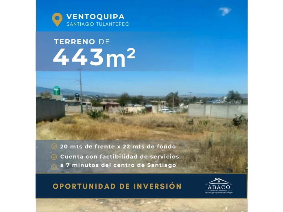 Terreno de 443m2 en Ventoquipa, a un costado de la base de colectivas - 1