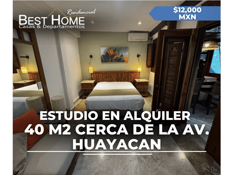 Estudio de 40 m2 en renta cerca de Av. Huayacan - Cancún - 1