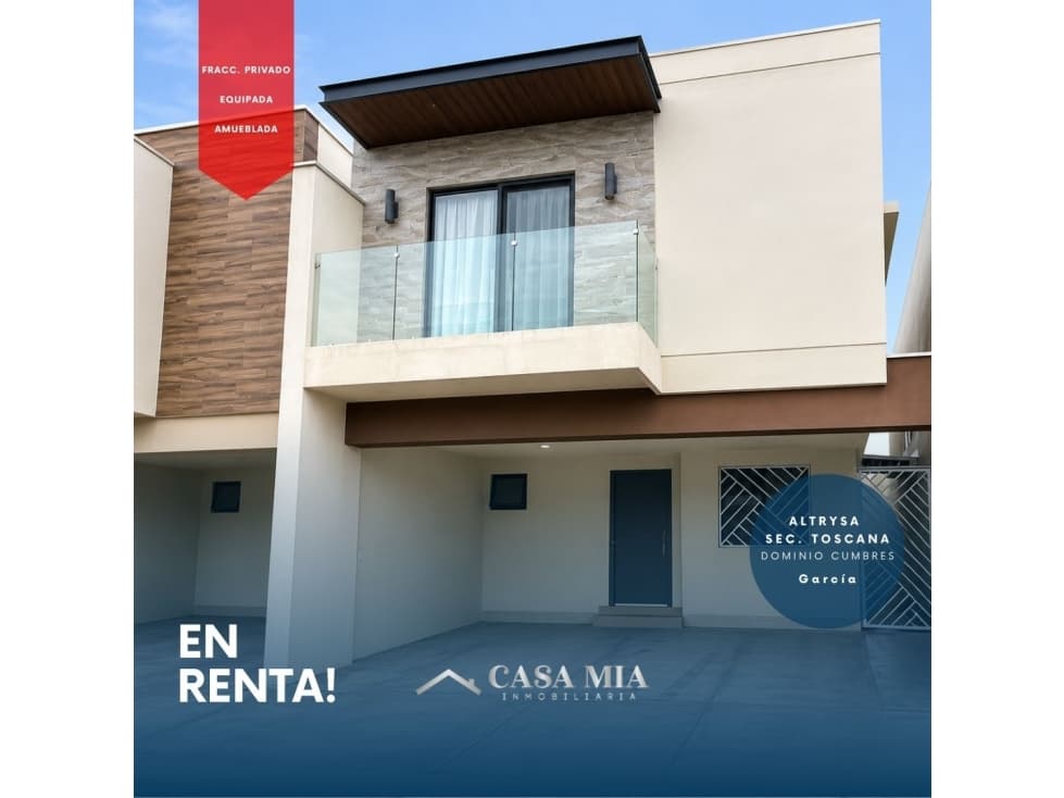 Casa en Renta en Altrysa Sec. Toscana, García, N.L. - 1