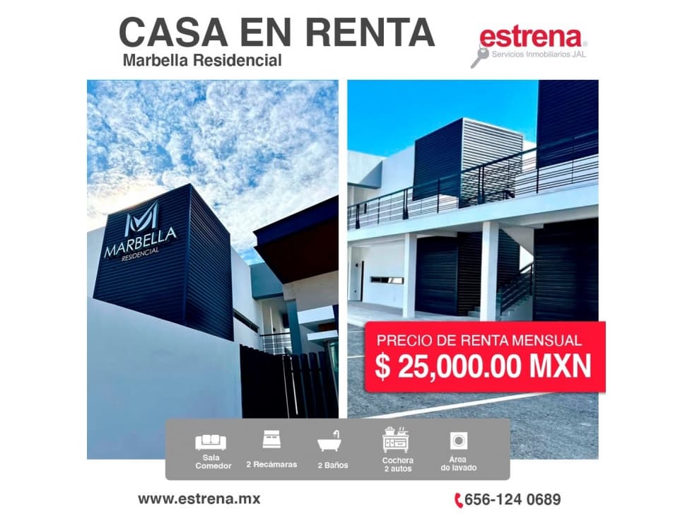 CASA EN RENTA DENTRO DE MARBELLA RESIDENCIAL - 1