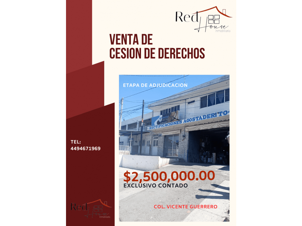 03059 VENTA DE CESION DE DERECHOS EN LA COL. VICENTE GUERRERO - 1
