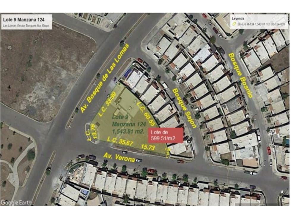 TERRENO VENTA ESQUINA 1544 M 2 AV VERONA BOSQUES LOMAS $ 21 MILL - 1