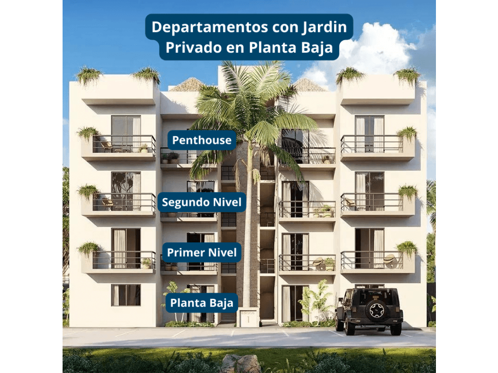 Con Jardin Privado Depto De 2 Recamaras En Venta En Puerto Morelos - 1