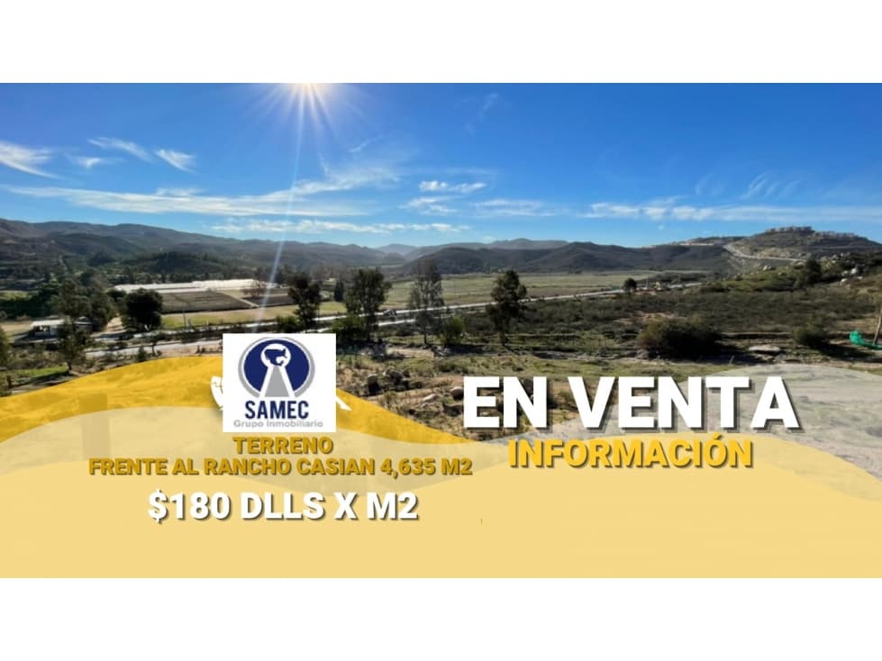 TERRENO EN VENTA FRENTE AL RANCHO CASIAN TIJUANA USD$180.00 X M2 - 1