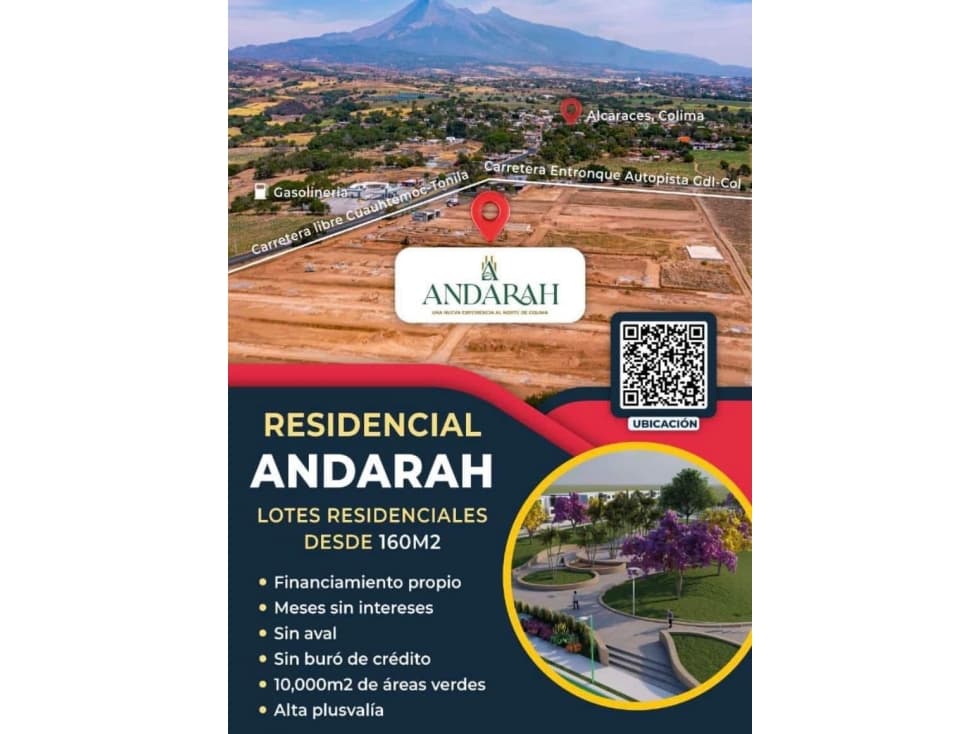 LOTES RESIDENCIALES EN VENTA EN ANDARAH CUAUHTEMOC COLIMA X M2 - 1