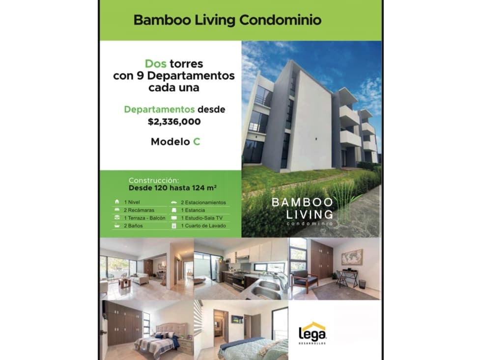 DEPTOS. EN VENTA MODELO C EN COTO PRIVADO BAMBOO LIVING CONDOMINIO - 1