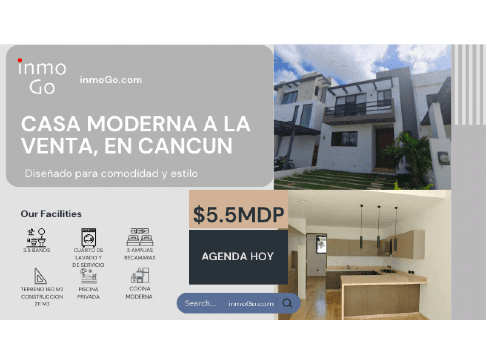 Venta Casa Moderna Nueva en Cancun Centro, $5.5MDP - 1