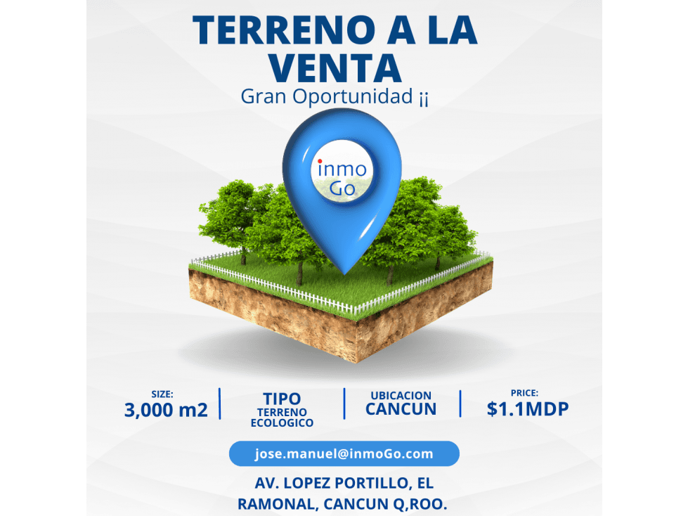 Venta Terreno Ecológico Cancun. El Pedregal 3000m2 1.1 MDP - 1