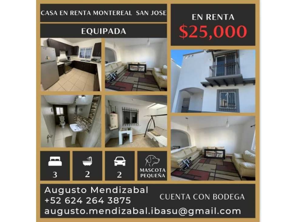 Casa en renta Fraccionamiento Montereal, San Jose del Cabo - 1