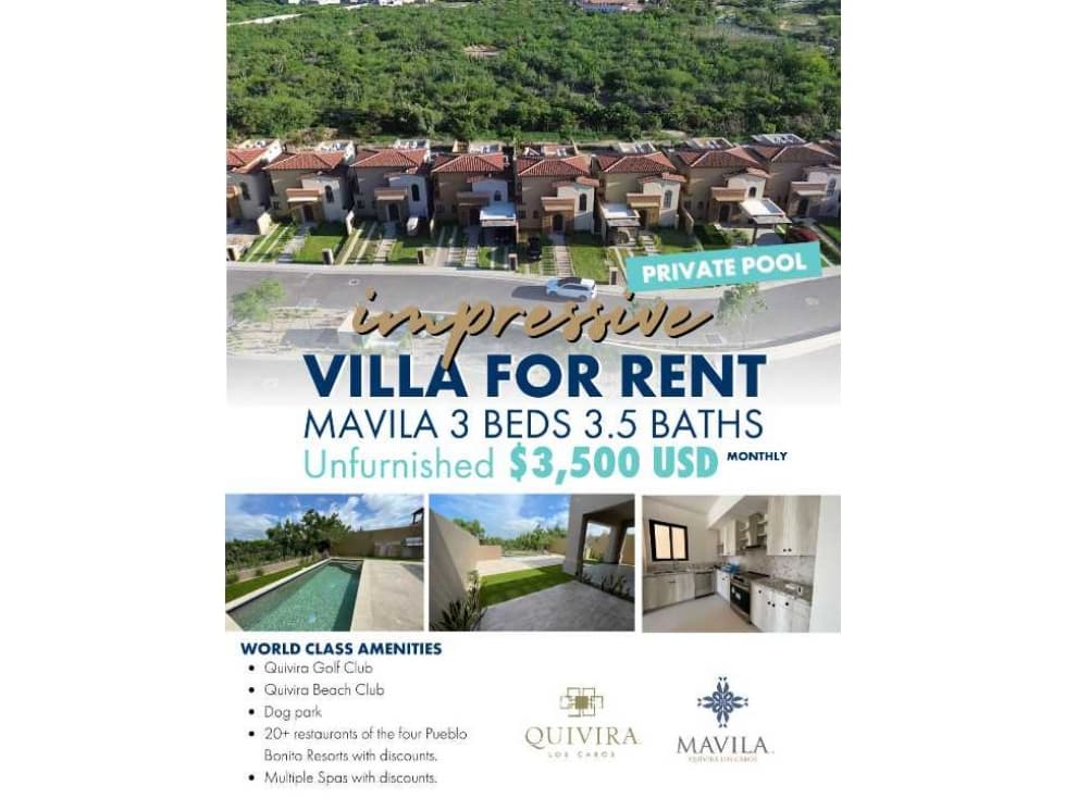 Impresive Villa for rent in Mavila at Quivira - 1