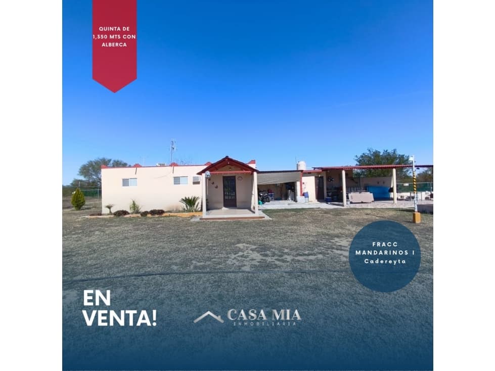 Quinta en Venta en Col. Mandarinos I, Cadereyta, N.L. - 1
