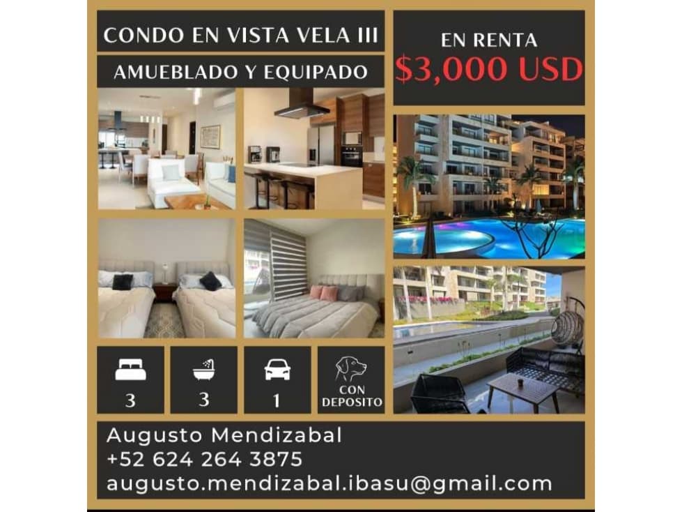 SE RENTA DEPARTAMENTO EN VISTA VELA III, Cabo San Lucas - 1