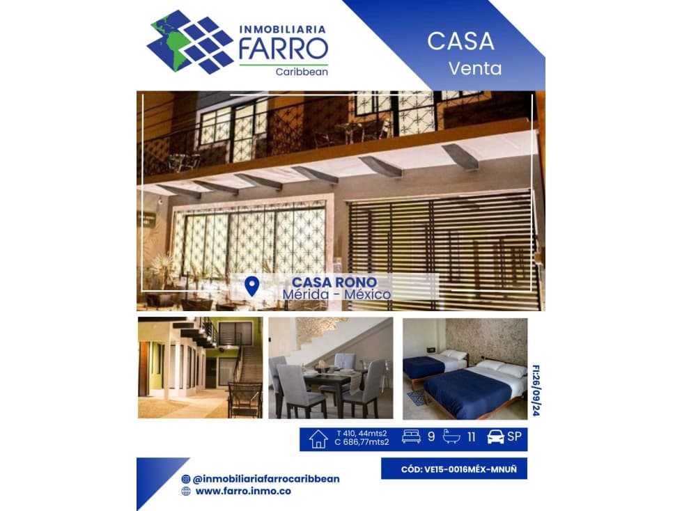 VENTA CASA EN MÉRIDA MÉXICO VE15-0016MEX-MNUÑ - 1