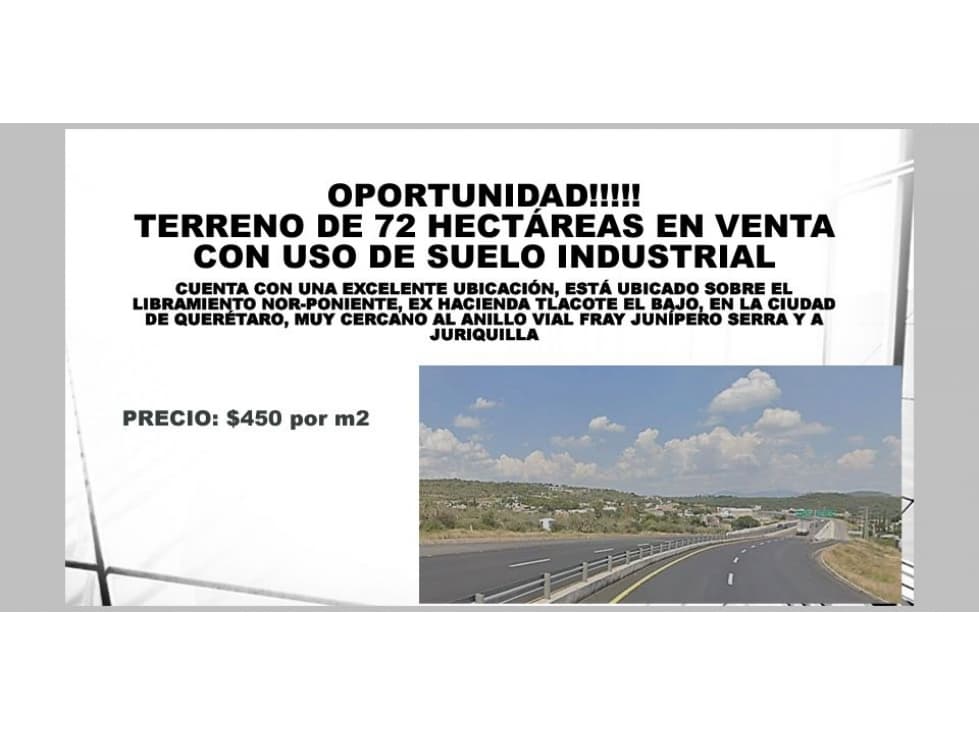 TERRENO DE 72 HECTÁREAS USO DE SUELO INDUSTRIAL - 1