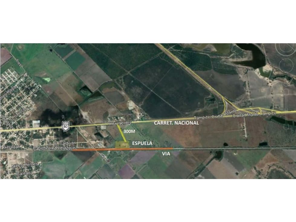 TV256-VG  TERRENO EN VENTA CON ESPUELA EN ESTACION MANUEL TAMAULIPAS - 1