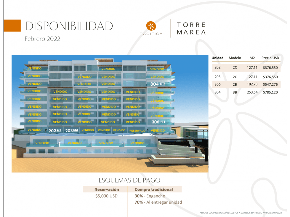 CONDOMINIO EN VENTA EN TORRE MAREA, ENSENADA B. C,. DE 127.11 M2 - 1