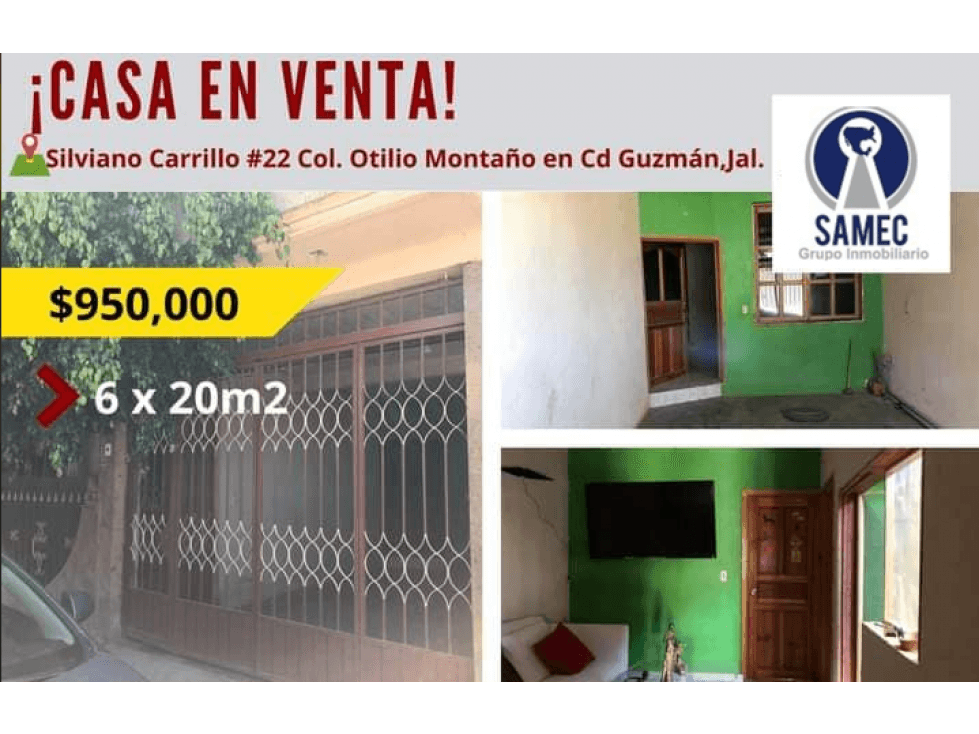 CASA EN VENTA COL.OTILIO MONTAÑO EN CD. GUZMÁN,JAL - 1