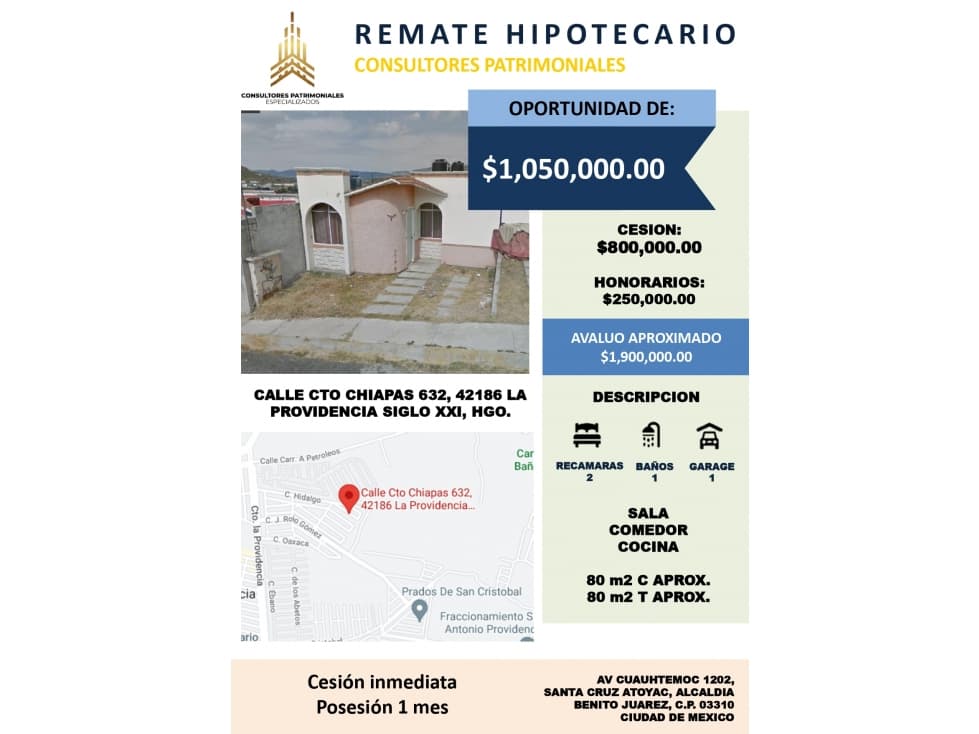 LINDA CASA DE RECUPERACION BANCARIA ADJUDICADA EN SIGLO XXI HIDALGO - 1