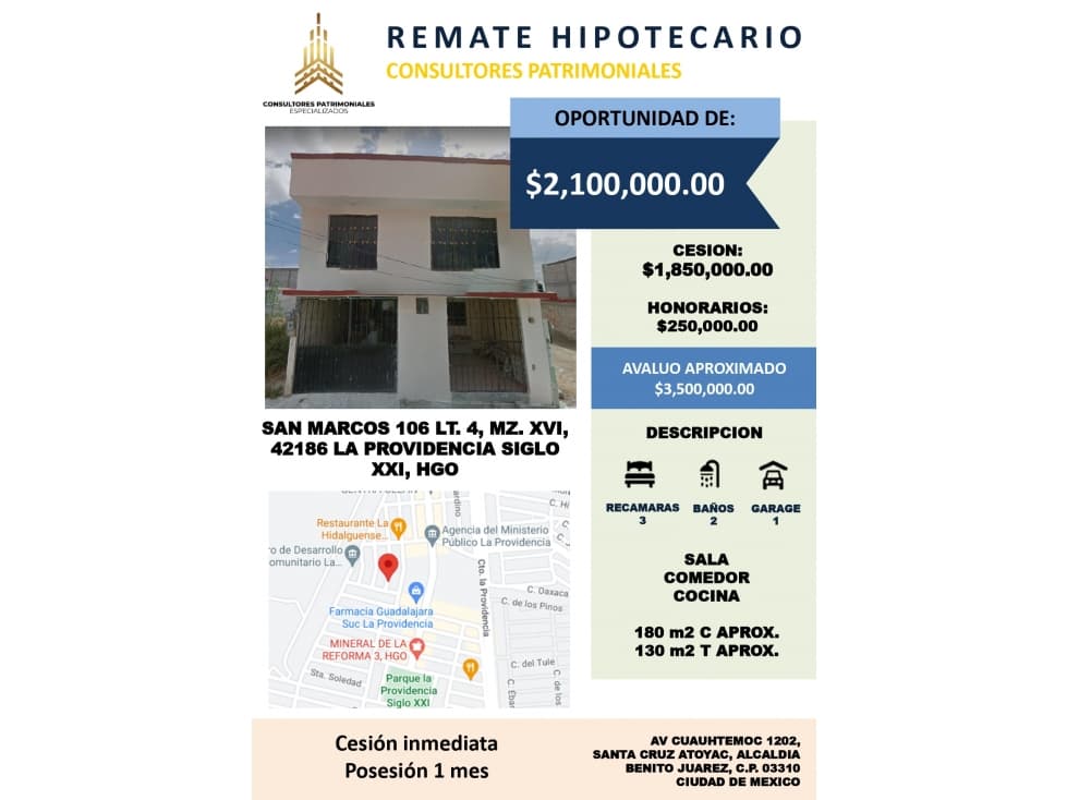 EXCELENTE CASA YA ADJUDICADA EN SIGLO XXI, HIDALGO - 1