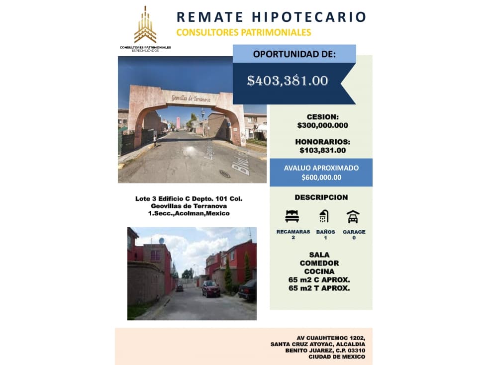 SE VENDE REMATE BANCARIO EN  FRACC.TERRANOVA ACOLMAN,MEXICO - 1
