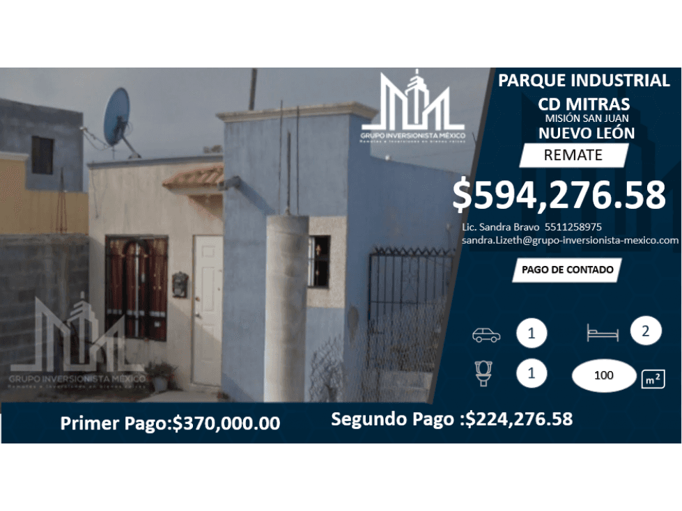 REMATE!! $ $611,644 OPORTUNIDAD DE CASA EN GARCÍA NUEVO LEON - 1