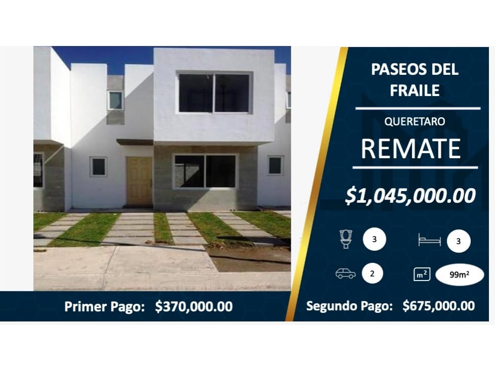 Casa en Condominio Paseos del Fraile $ 1,045,000 !! REMATE - 1