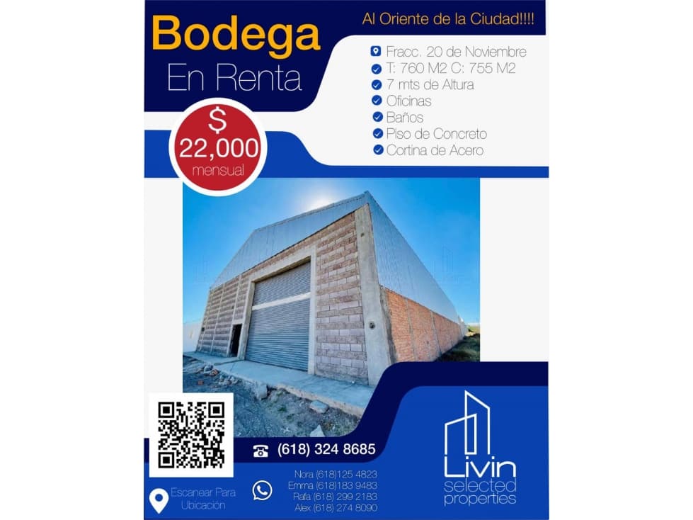 ESPACIOSA BODEGA COMERCIAL EN RENTA - 1