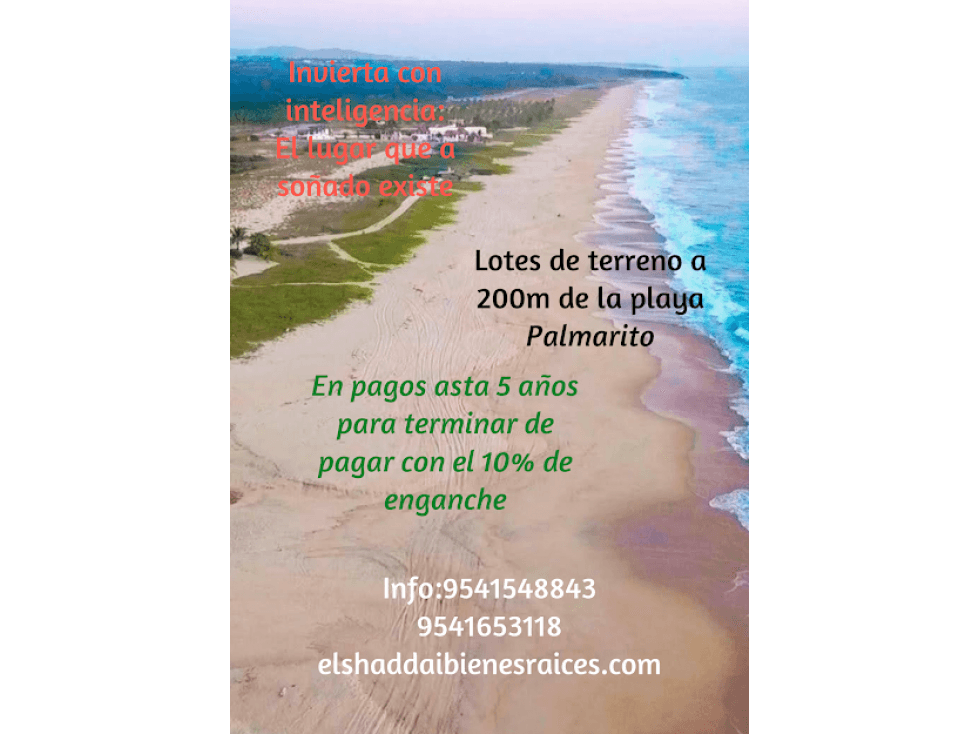 Terrenos en venta 200 metros la playa Palmarito. - 1