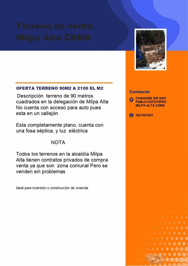 Terreno en venta  Milpa Alta CDMX - 1