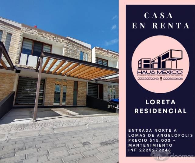 CASA EN RENTA EN ENTRADA NORTE A LOMAS DE ANGELOPOLIS - 1