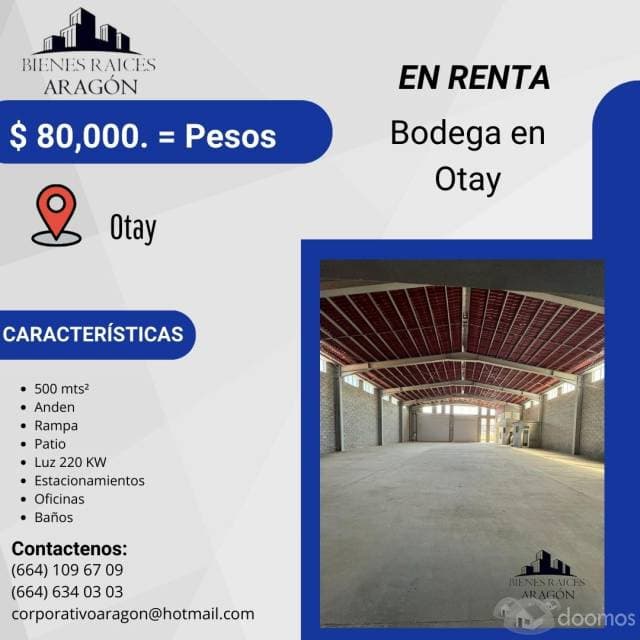 Rentamos Bodega en Otay de 500mts2 - 1