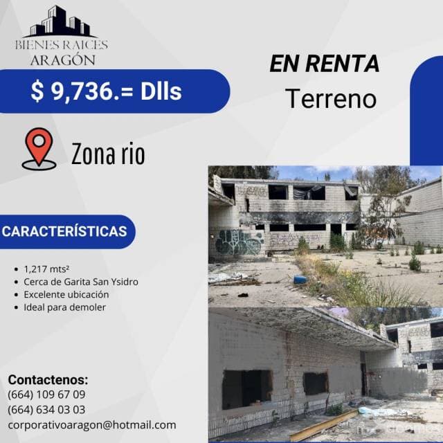 RENTAMOS EXCELENTE TERRENO, ERA BODEGA, DE 1,217 MTS² ZONA RIO - 1