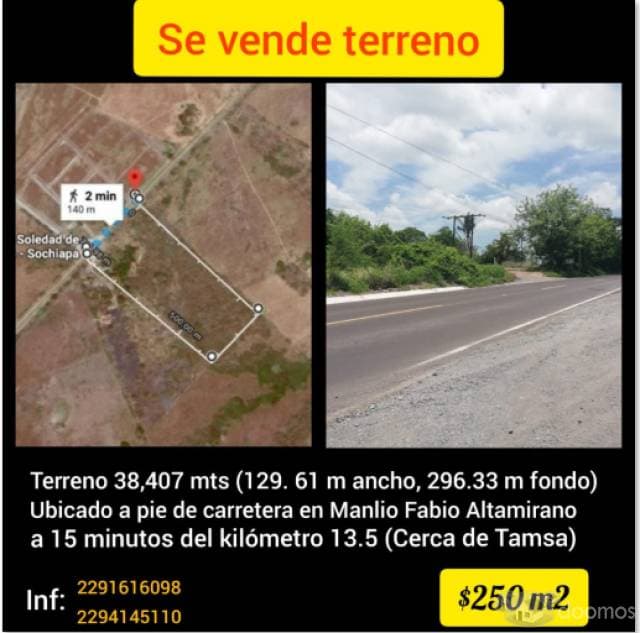 SE VENDE TERRENO EN MANLIO FABIO ALTAMIRANO - 1