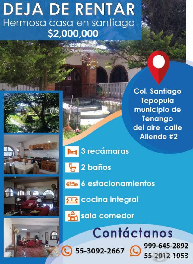 SE VENDE HERMOSA CASA EN SANTIAGO TEPOPULA - 1