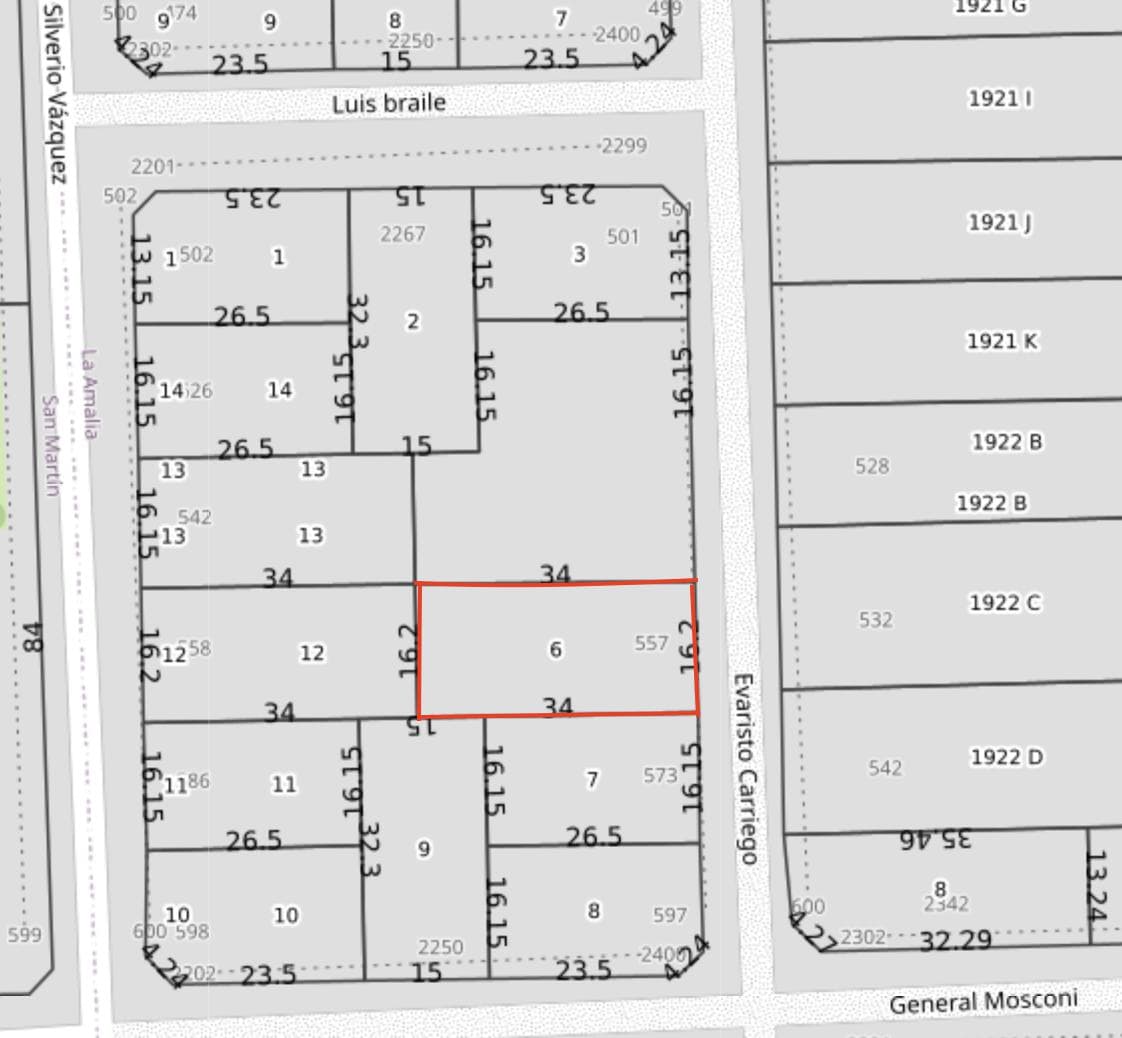 Terreno en Barrio La Amalia (16,2 x 34) - 1