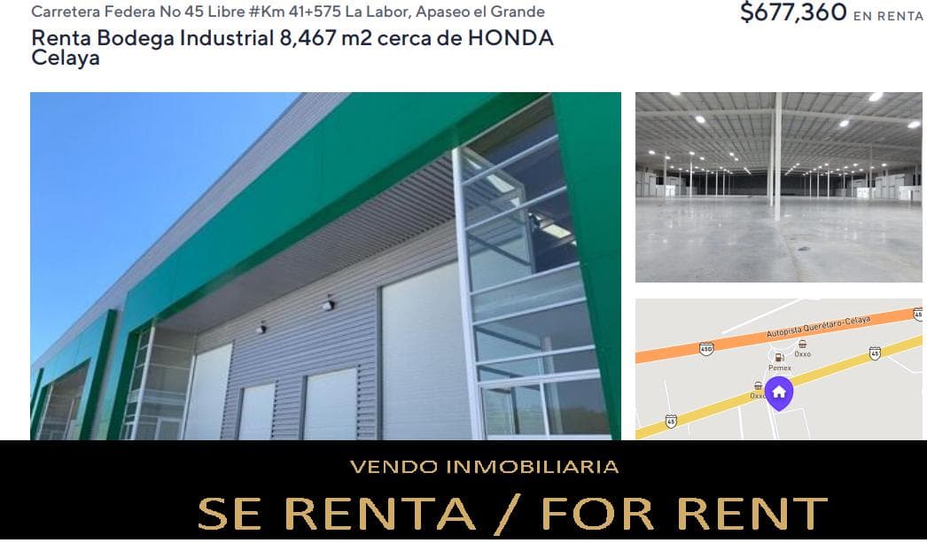 SE RENTA BODEGA INDUSTRIAL EN LA LABOR APASEO EL GRANDE GTO. - 1