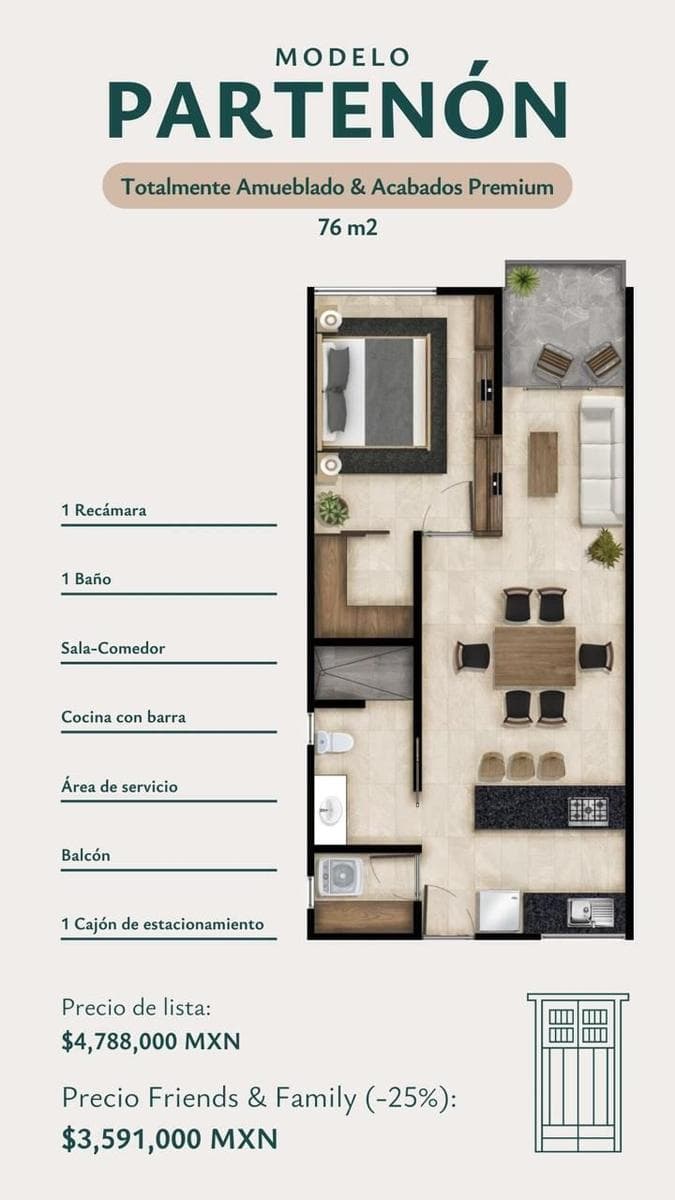 Departamentos amueblados para inversión, en preventa. - 1