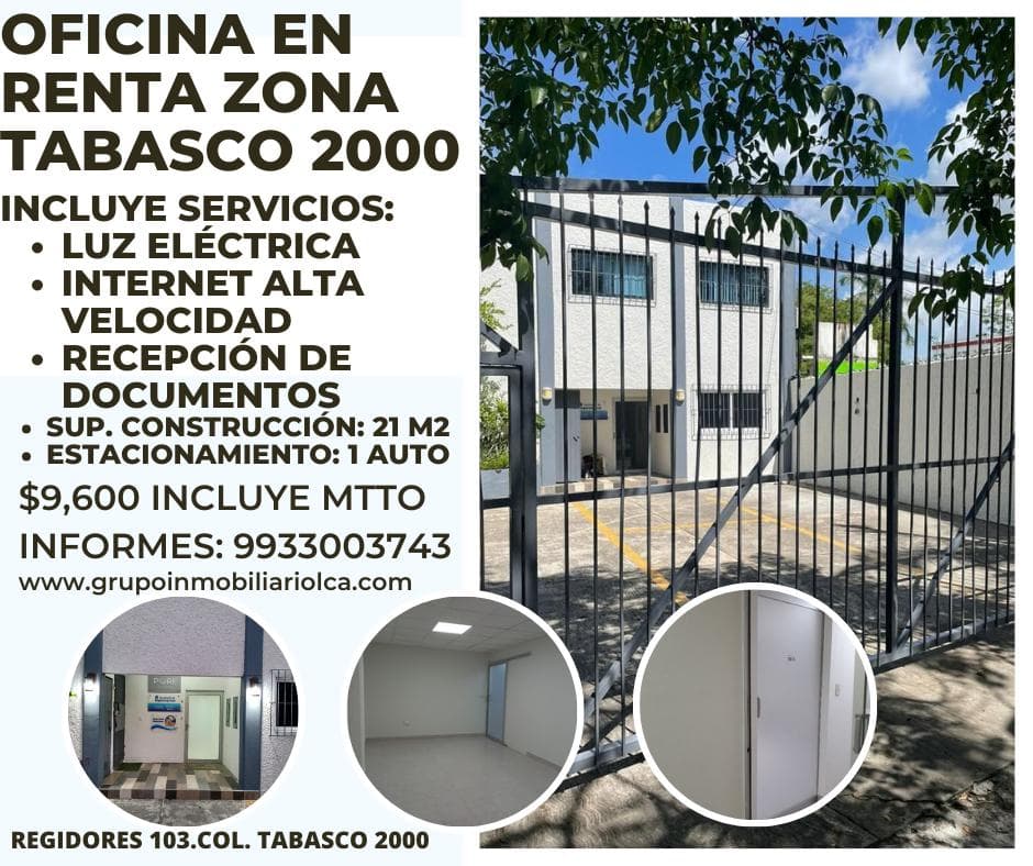 OFICINA EN RENTA ZONA TABASCO 2000 - 1
