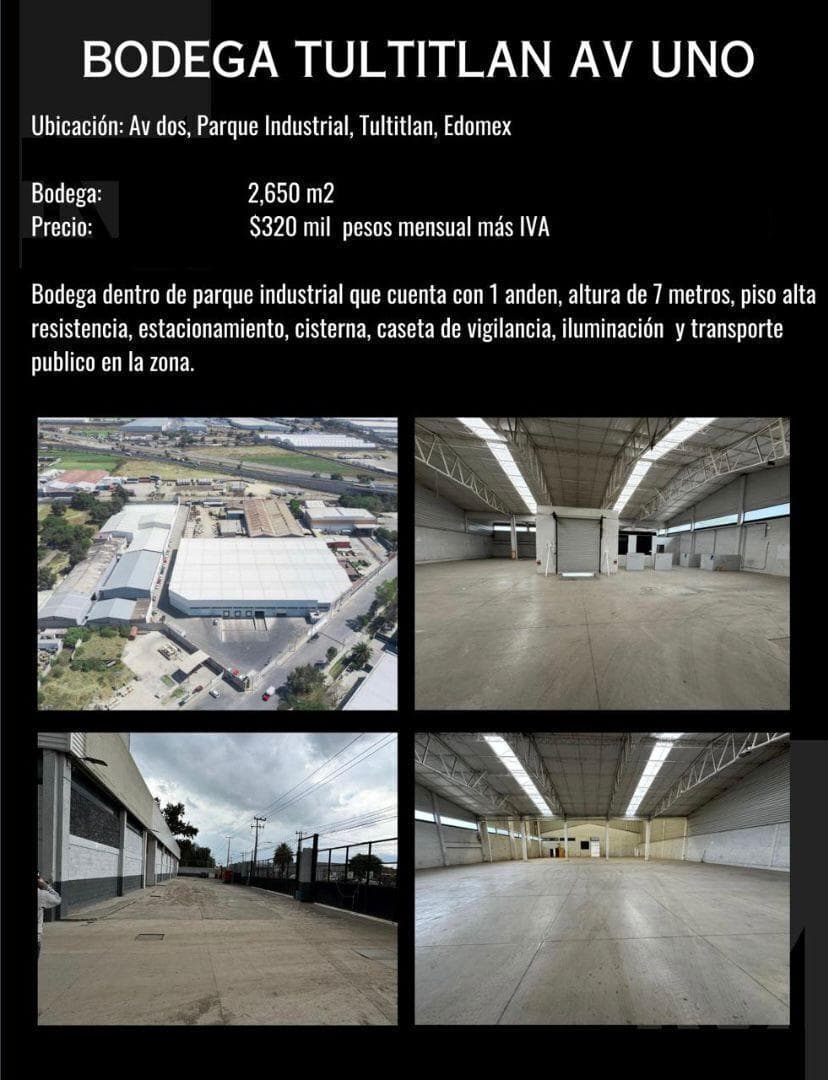 Bodega en renta en Tultitlan Av Uno - 1