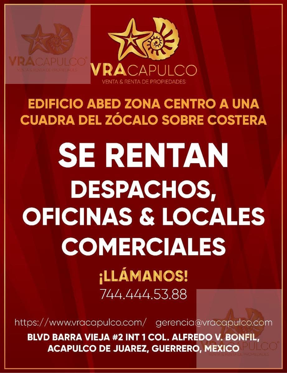 Oficina y locales en renta zocalo acapulco - 1