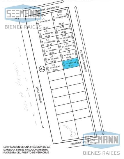 Venta de lote de terreno No. 19 en Fracc. Floresta Veracruz, Casi esq. Miguel Alemán. - 1