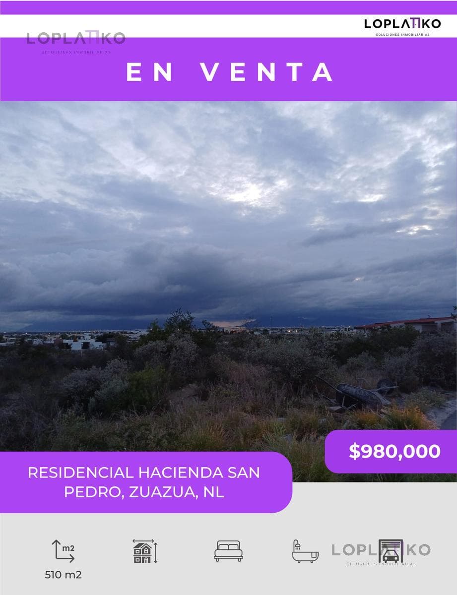 Terreno RESIDENCIAL HACIENDA SAN PEDRO , ZUAZUA, NUEVO LEÓN. - 1