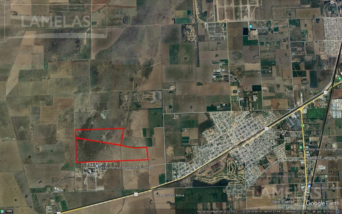 Campo 334Ha sobre ruta 33, Pérez, departamento Rosario. Apto desarrollo - 1