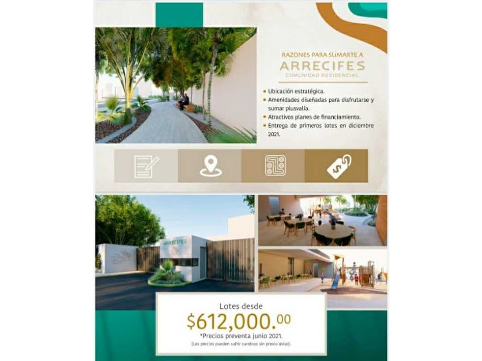 Preventa Lotes Urbanizados Residencial Arrecifes (Cd del Carmen) - 1